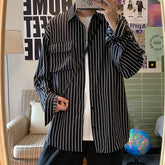 Threebooy Harajuku Fashion Man Elegant Shirts for Men Shirts High Quality Big Clothes Big Size Men New in Social Shirt Stripe Pattern